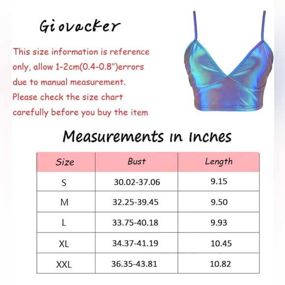 Giovacker Women's Reflective Crop Tops Festival Rave Outfits Girls Club Tank - Picture 4 of 12